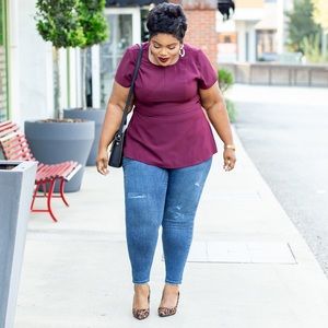 Burgundy Peplum Top